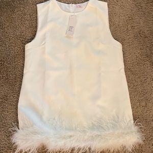 La’ Ros White feathered dress